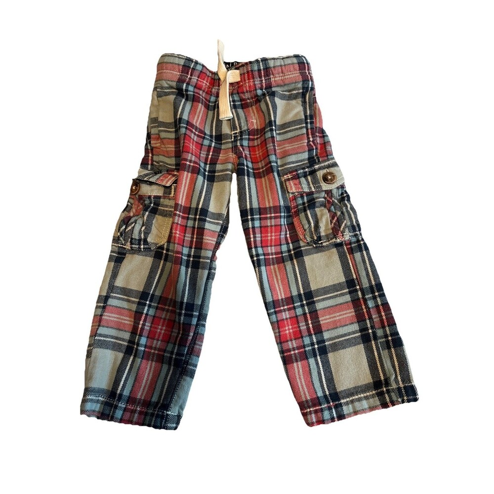 Mini Boden Boys Plaid Print Cargo Flannel Pants Size 3y